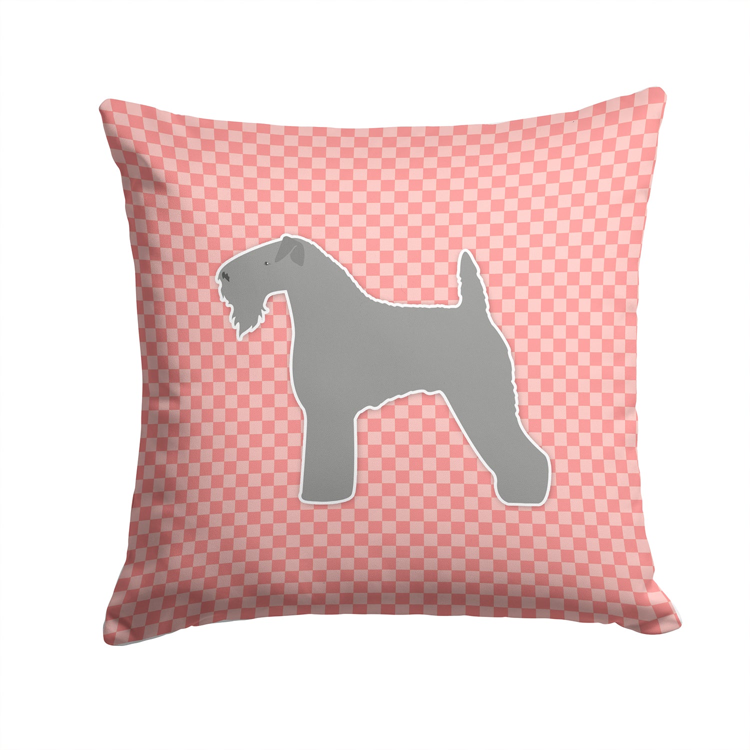 Kerry Blue Terrier Checkerboard Pink Fabric Decorative Pillow BB3592PW1414 - the-store.com