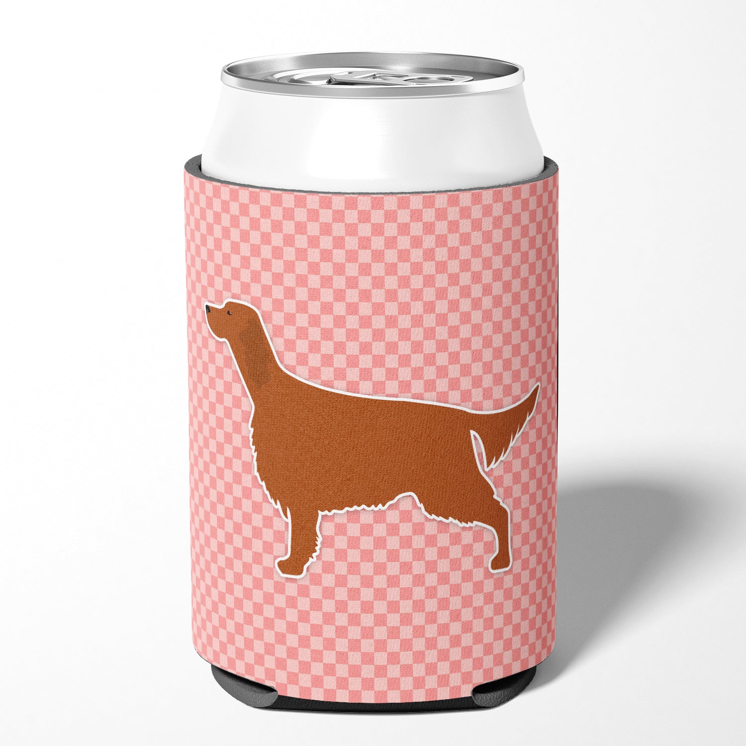 Irish Setter Checkerboard Pink Can or Bottle Hugger BB3593CC  the-store.com.