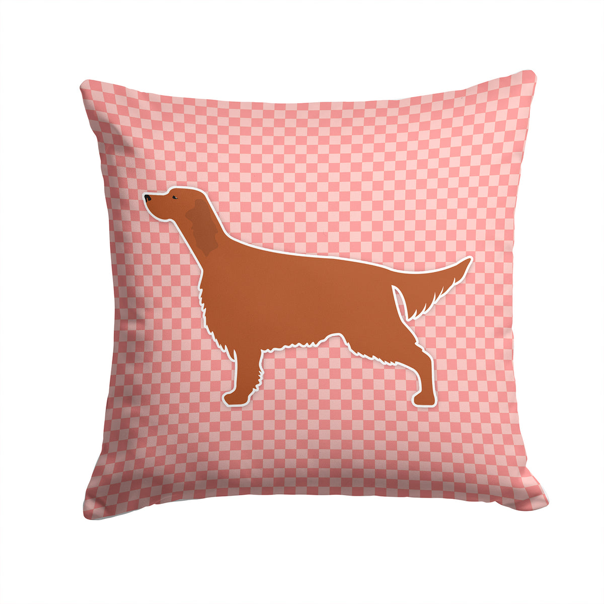 Irish Setter Checkerboard Pink Fabric Decorative Pillow BB3593PW1414 - the-store.com