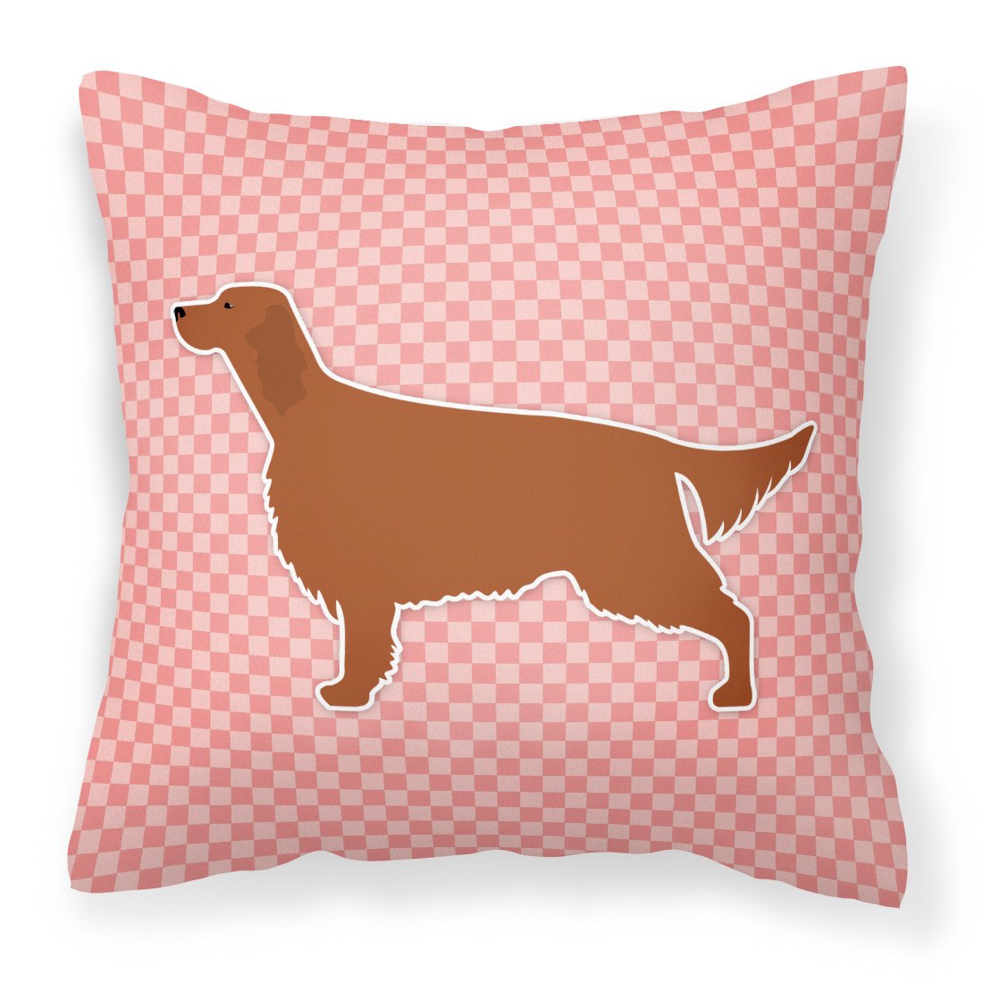 Irish Setter Checkerboard Pink Fabric Decorative Pillow BB3593PW1818 by Caroline&#39;s Treasures