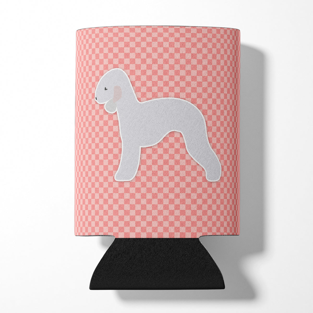 Bedlington Terrier Checkerboard Pink Can or Bottle Hugger BB3594CC