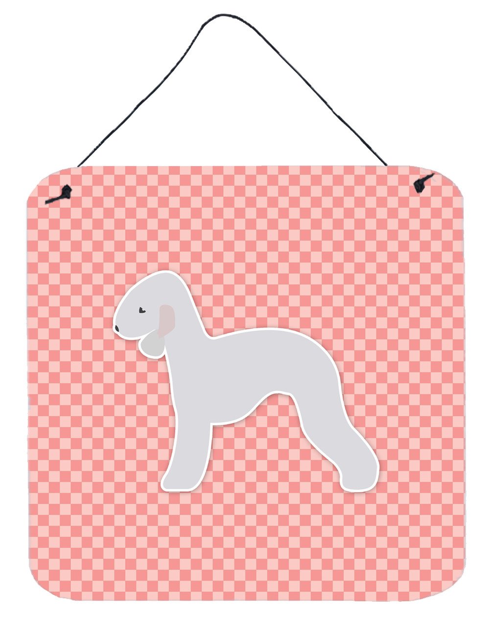 Bedlington Terrier Checkerboard Pink Wall or Door Hanging Prints BB3594DS66 by Caroline&#39;s Treasures