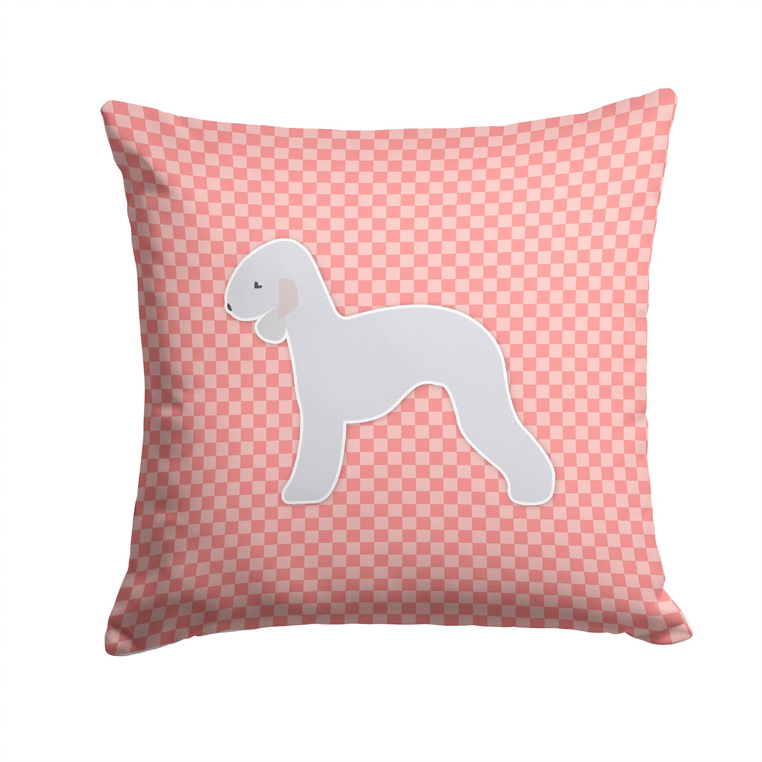 Bedlington Terrier Checkerboard Pink Fabric Decorative Pillow BB3594PW1414 - the-store.com