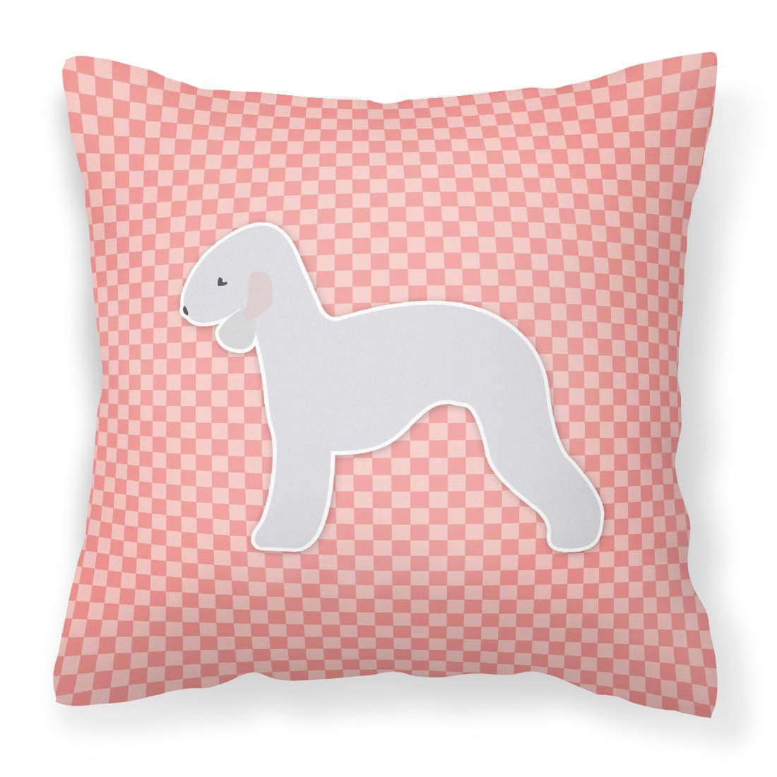 Bedlington Terrier Checkerboard Pink Fabric Decorative Pillow BB3594PW1818 by Caroline&#39;s Treasures