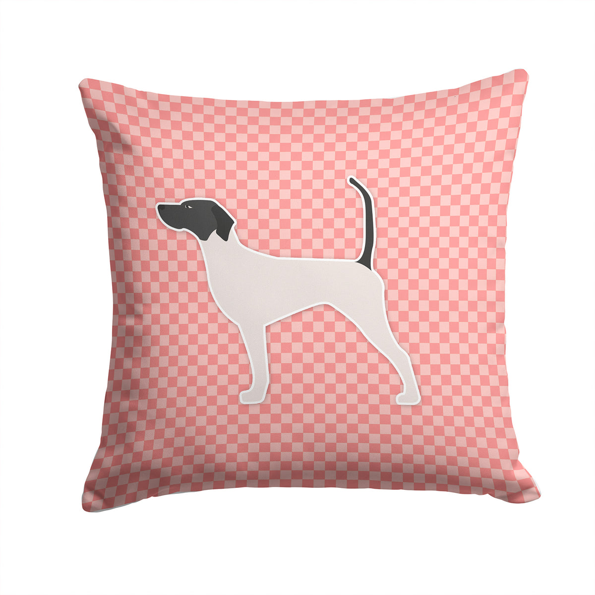English Pointer Checkerboard Pink Fabric Decorative Pillow BB3595PW1414 - the-store.com