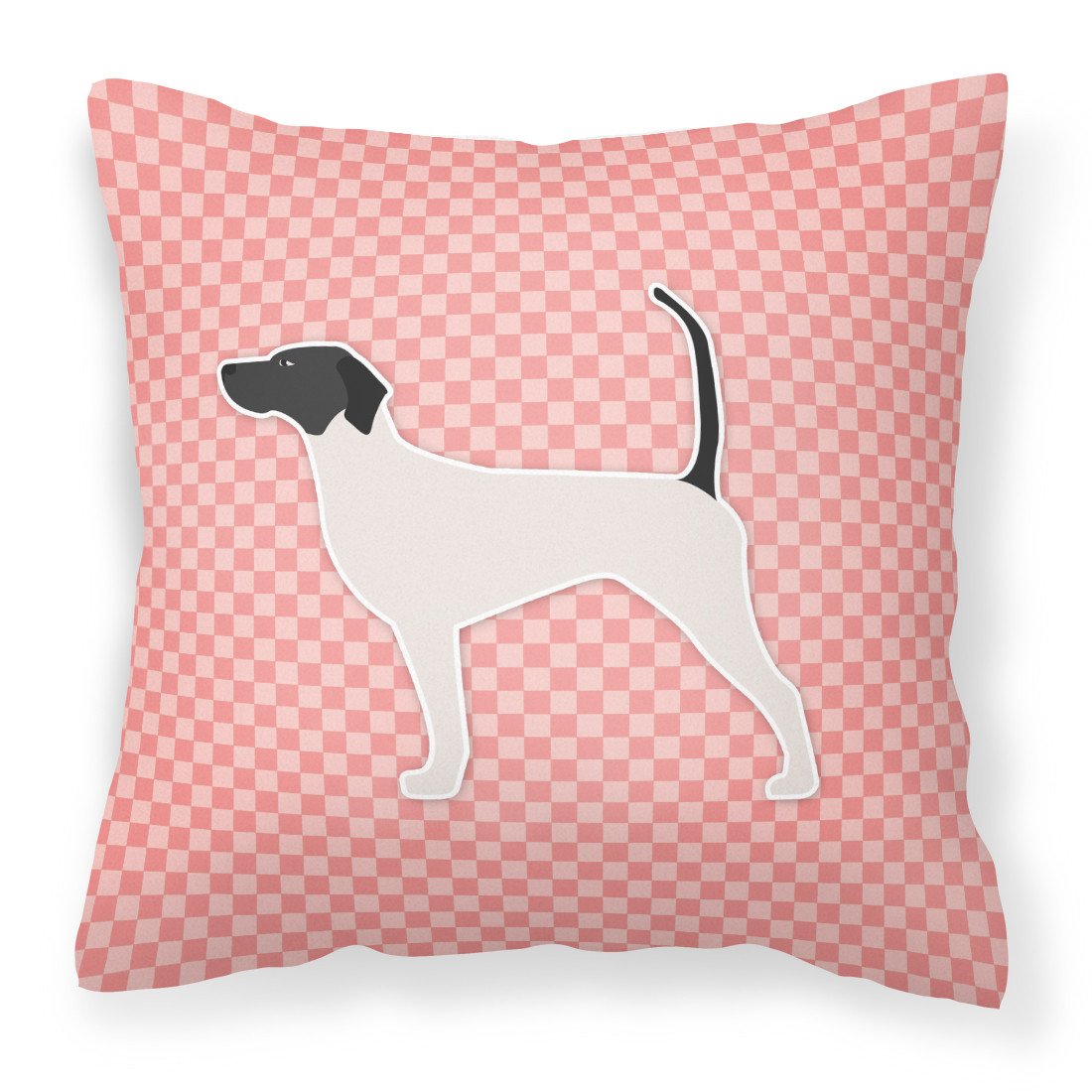 English Pointer Checkerboard Pink Fabric Decorative Pillow BB3595PW1818 by Caroline&#39;s Treasures