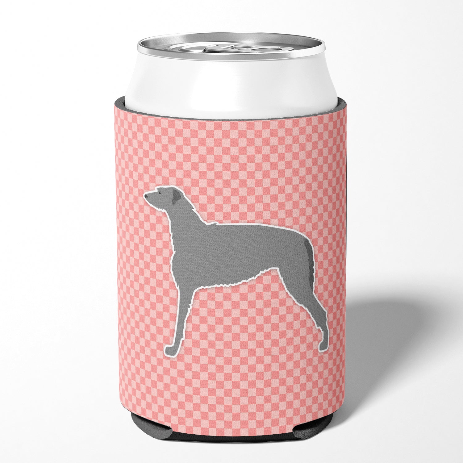 Scottish Deerhound Checkerboard Pink Canette ou porte-bouteille BB3596CC
