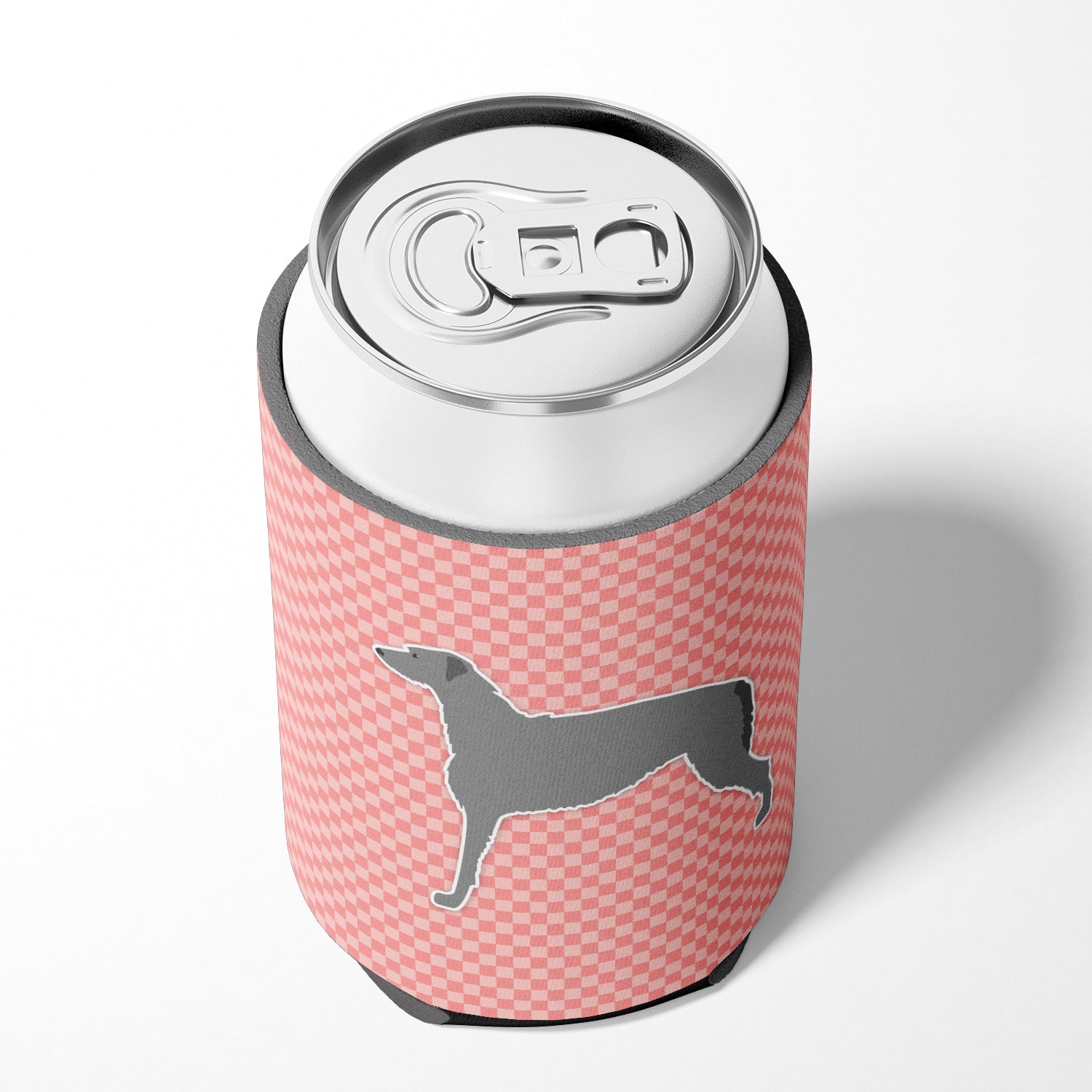 Scottish Deerhound Checkerboard Pink Can or Bottle Hugger BB3596CC