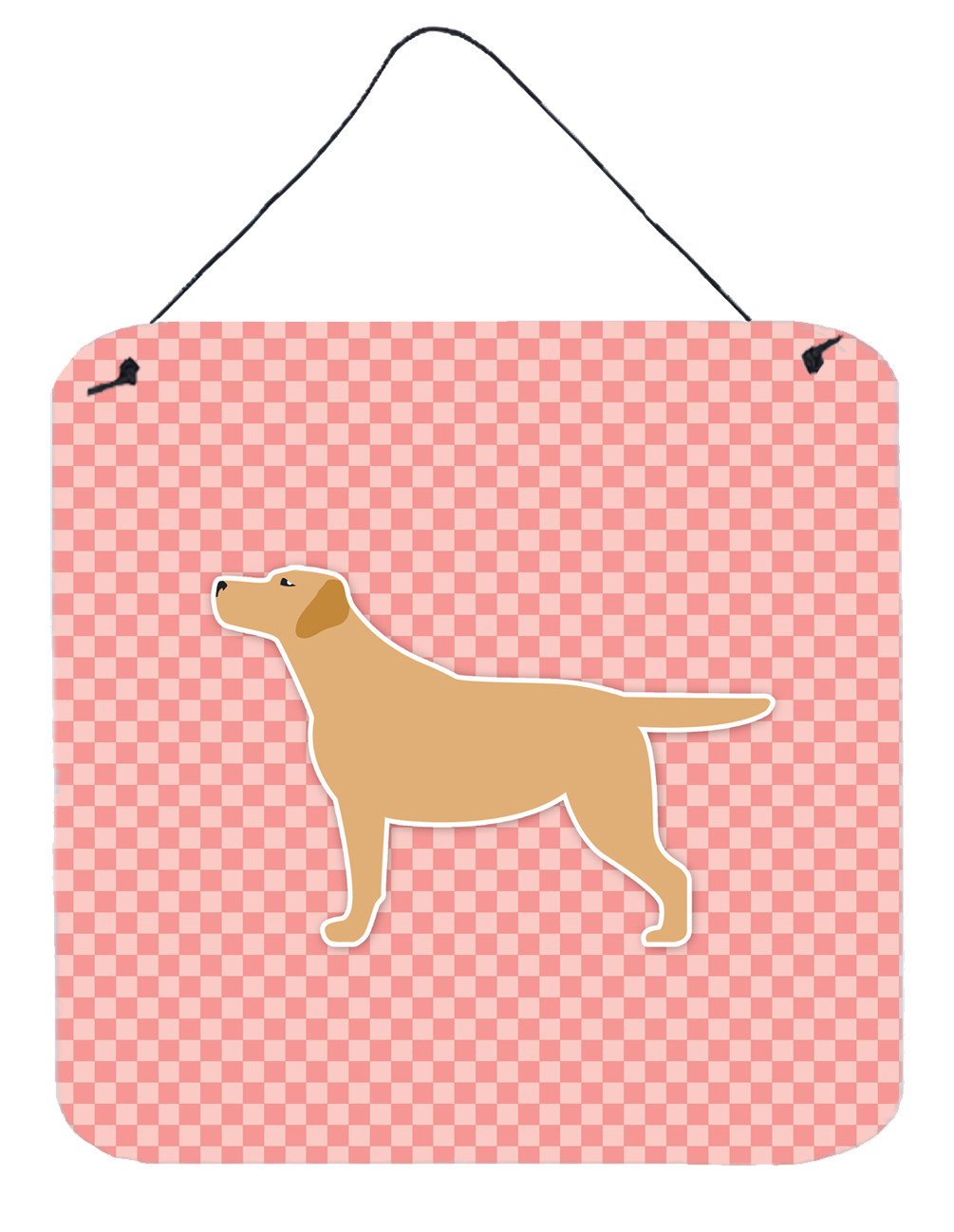 Yellow Labrador Retriever Checkerboard Pink Wall or Door Hanging Prints BB3597DS66 by Caroline&#39;s Treasures