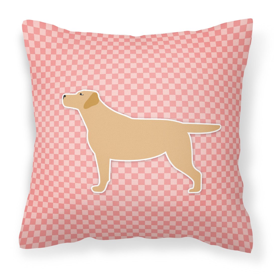 Yellow Labrador Retriever Checkerboard Pink Fabric Decorative Pillow BB3597PW1818 by Caroline&#39;s Treasures