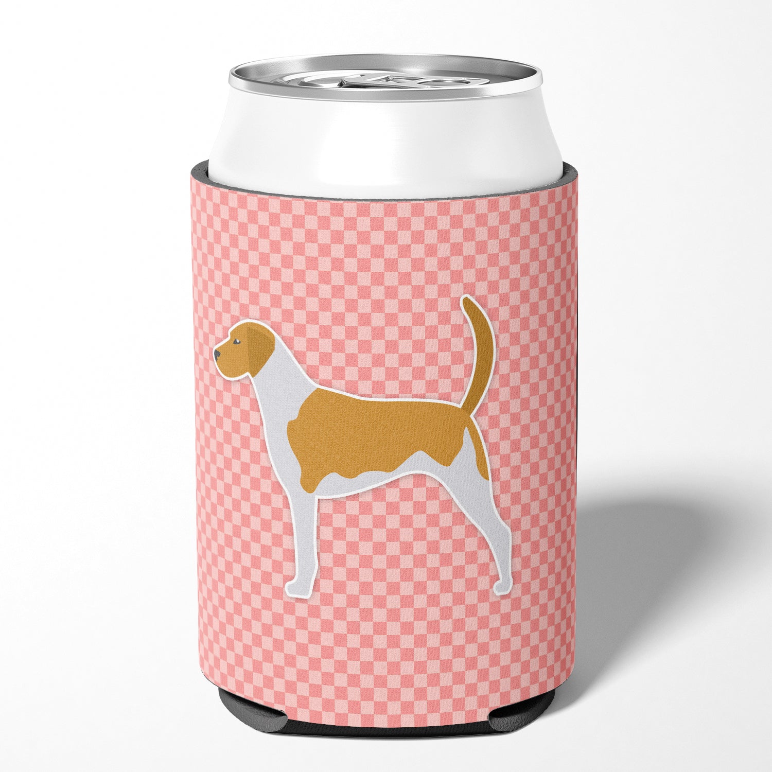 American Foxhound Checkerboard Pink Can or Bottle Hugger BB3598CC