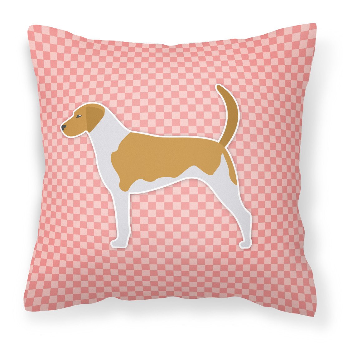 American Foxhound Checkerboard Pink Fabric Decorative Pillow BB3598PW1818 by Caroline&#39;s Treasures