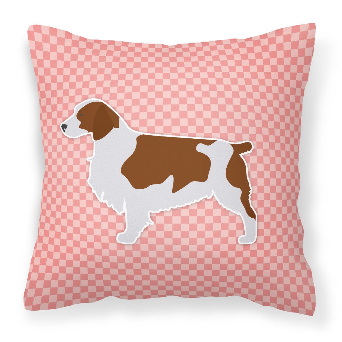 Welsh Springer Spaniel Checkerboard Pink Fabric Decorative Pillow BB3600PW1818 by Caroline&#39;s Treasures