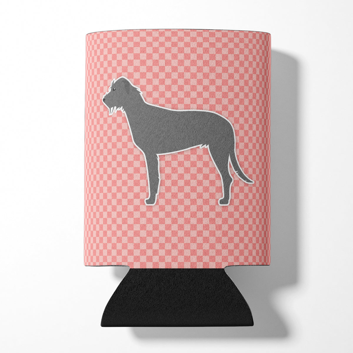 Irish Wolfhound Checkerboard Pink Can or Bottle Hugger BB3603CC