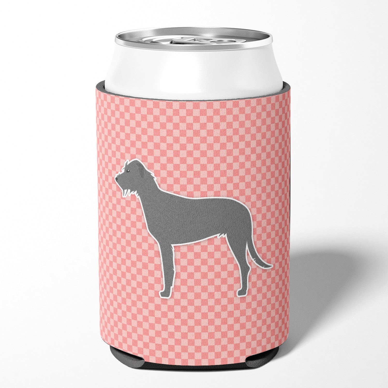 Irish Wolfhound Checkerboard Pink Canette ou porte-bouteille BB3603CC
