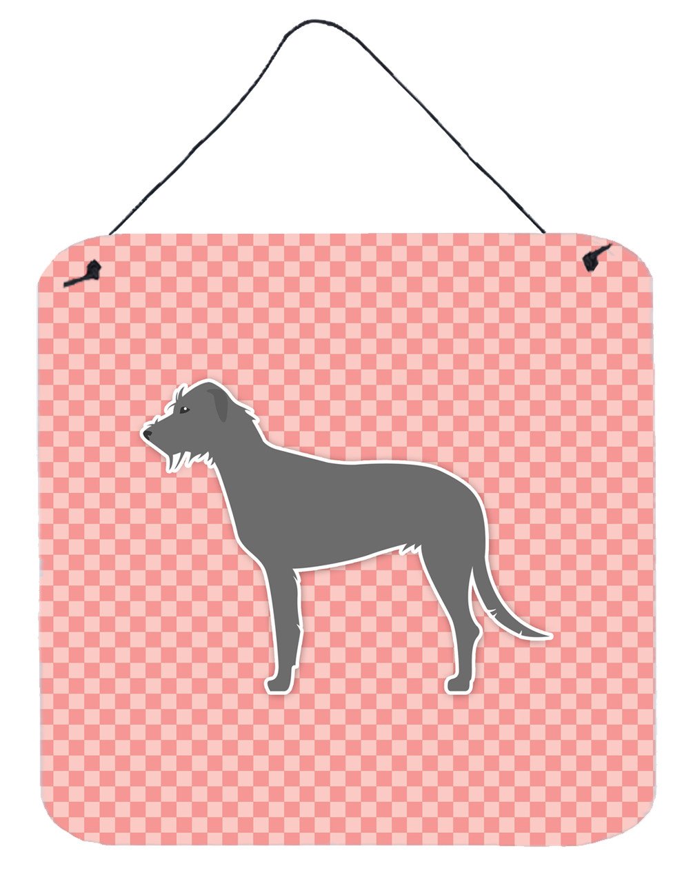 Irish Wolfhound Checkerboard Pink Wall or Door Hanging Prints BB3603DS66 by Caroline&#39;s Treasures