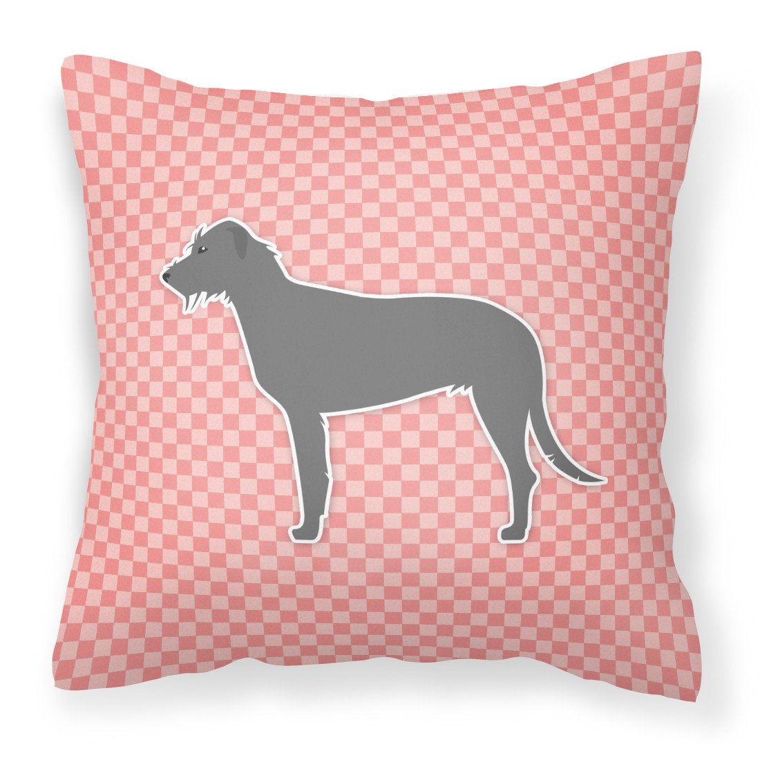 Irish Wolfhound Checkerboard Pink Fabric Decorative Pillow BB3603PW1818 by Caroline&#39;s Treasures