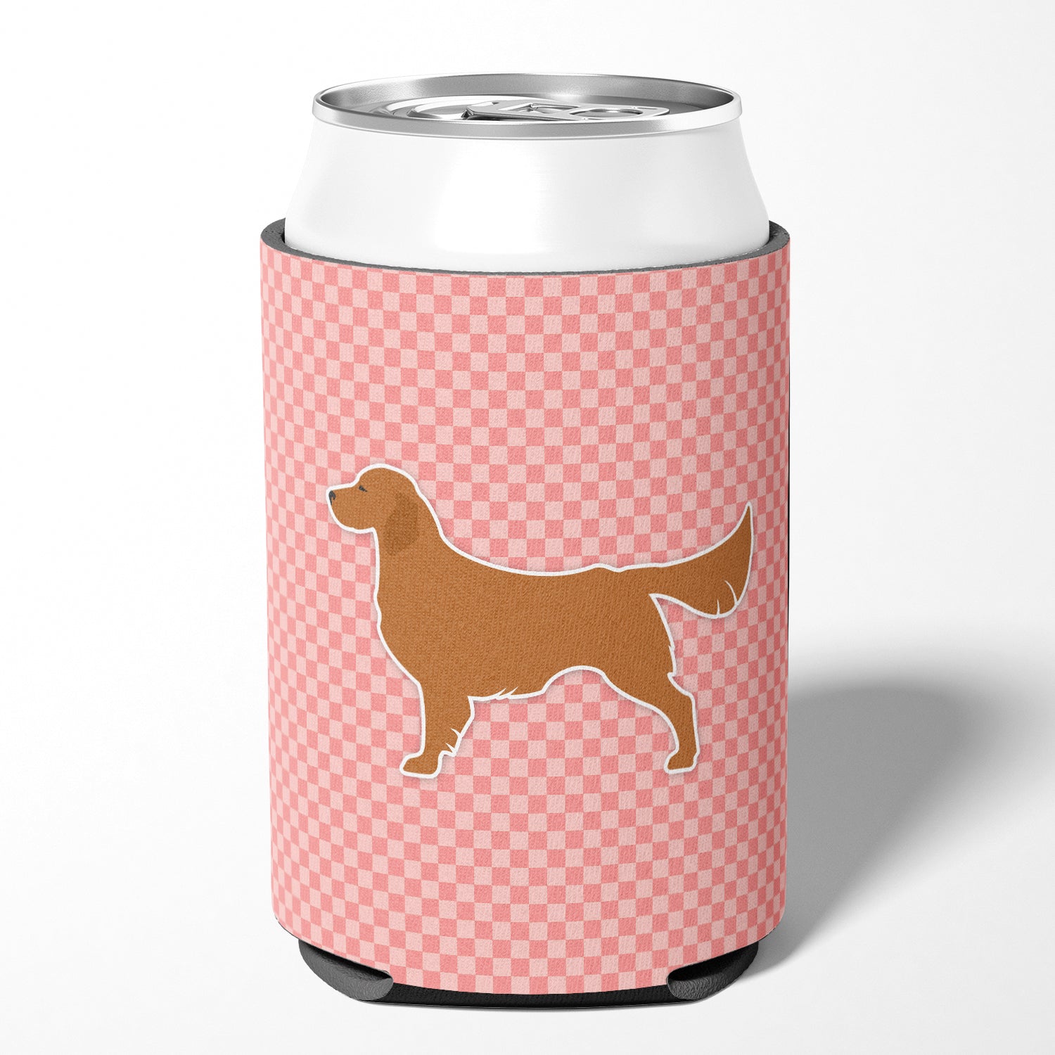 Golden Retriever Checkerboard Pink Can or Bottle Hugger BB3604CC
