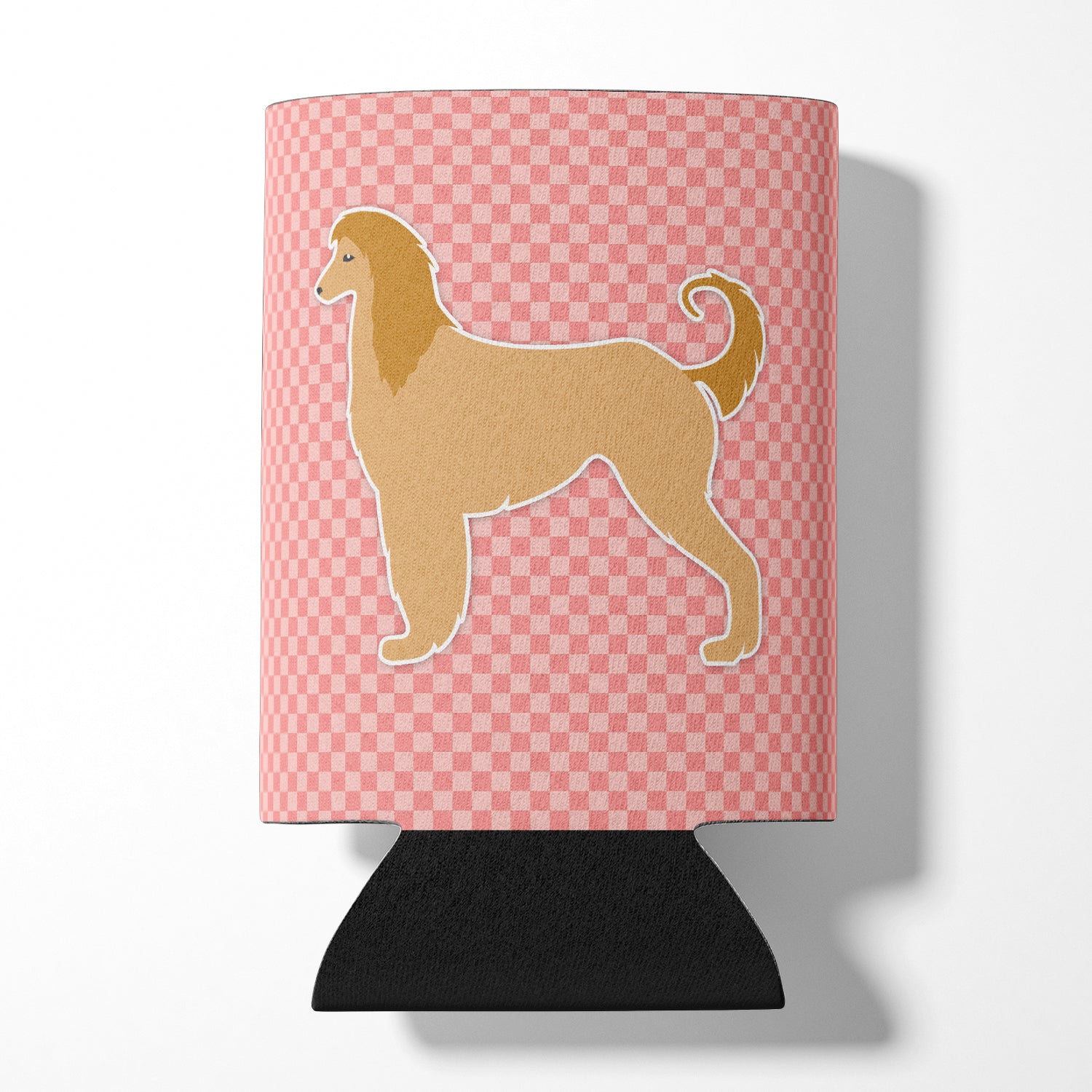 Afghan Hound Checkerboard Pink Can or Bottle Hugger BB3606CC  the-store.com.