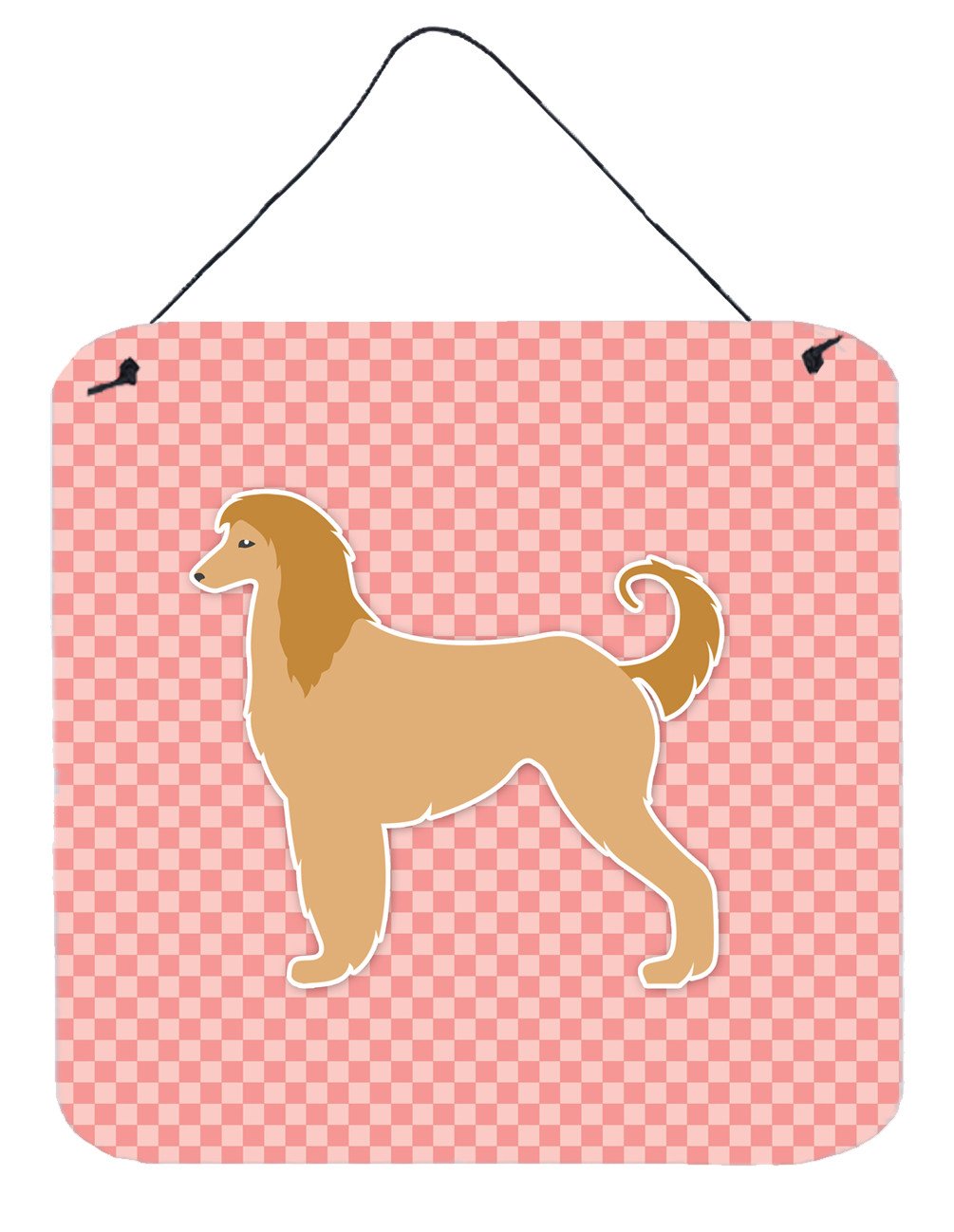 Afghan Hound Checkerboard Pink Wall or Door Hanging Prints BB3606DS66 by Caroline&#39;s Treasures