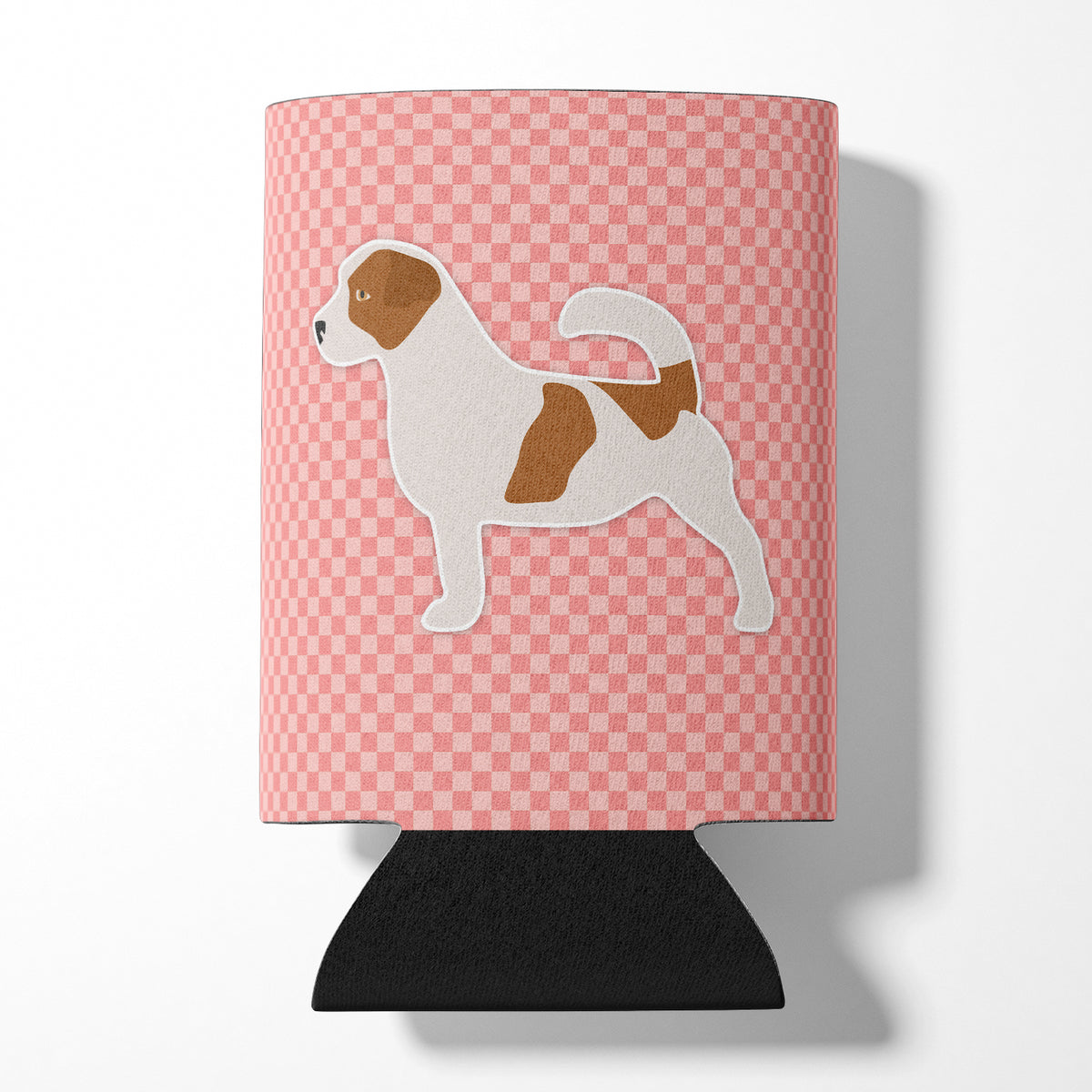 Jack Russell Terrier Checkerboard Pink Can or Bottle Hugger BB3607CC
