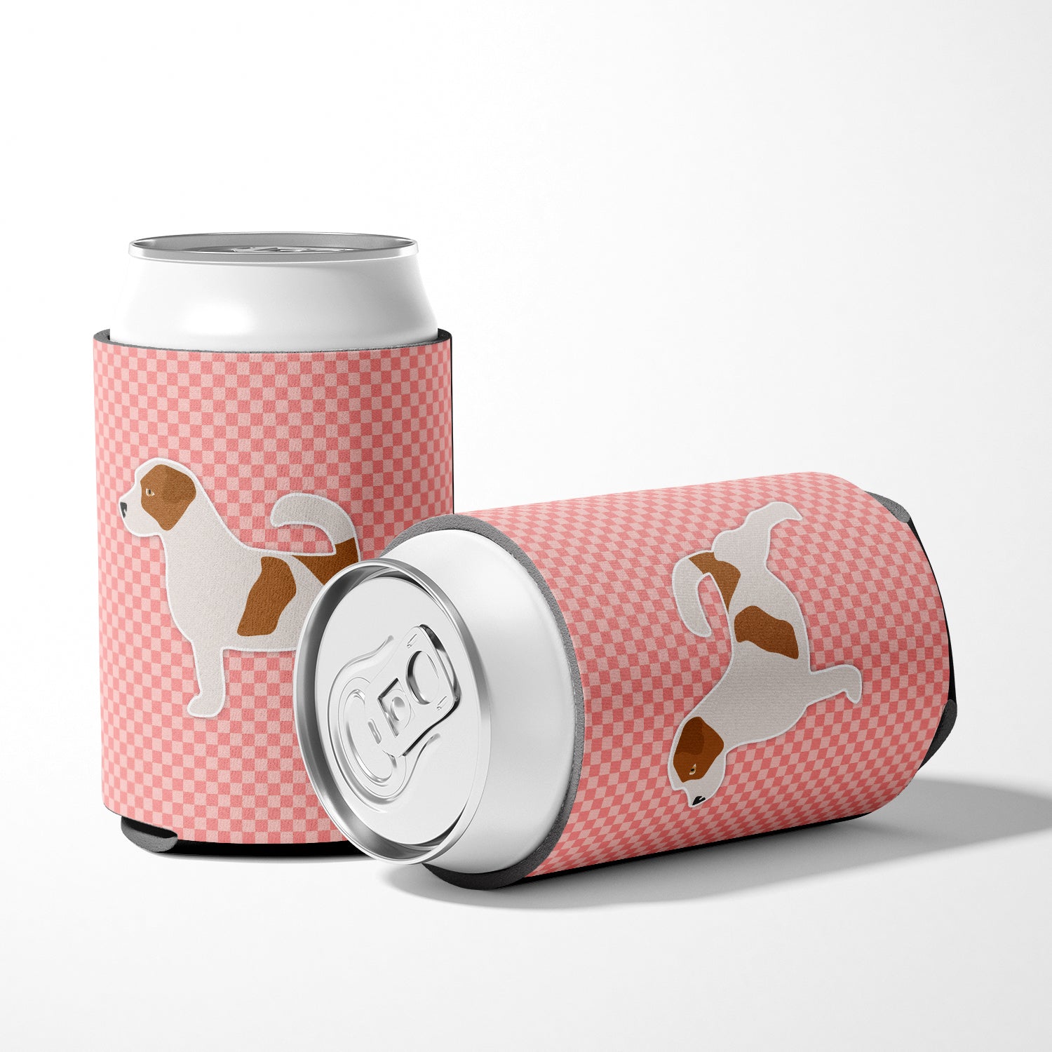 Jack Russell Terrier Checkerboard Pink Can or Bottle Hugger BB3607CC  the-store.com.