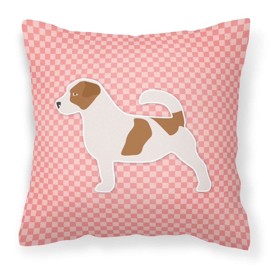 Jack Russell Terrier Checkerboard Pink Fabric Decorative Pillow BB3607PW1818 by Caroline&#39;s Treasures