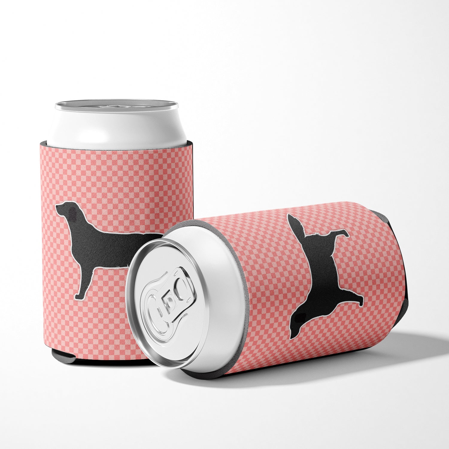 Black Labrador Retriever Checkerboard Pink Can or Bottle Hugger BB3608CC