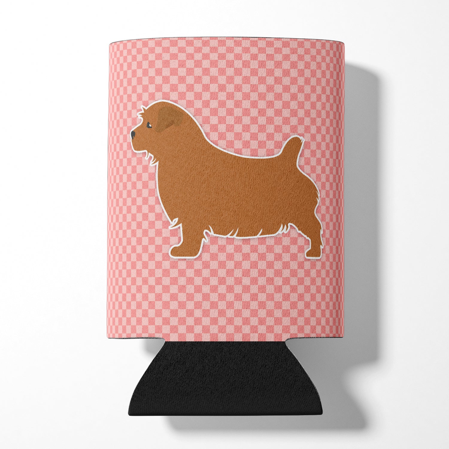 Norfolk Terrier Checkerboard Pink Can or Bottle Hugger BB3609CC  the-store.com.