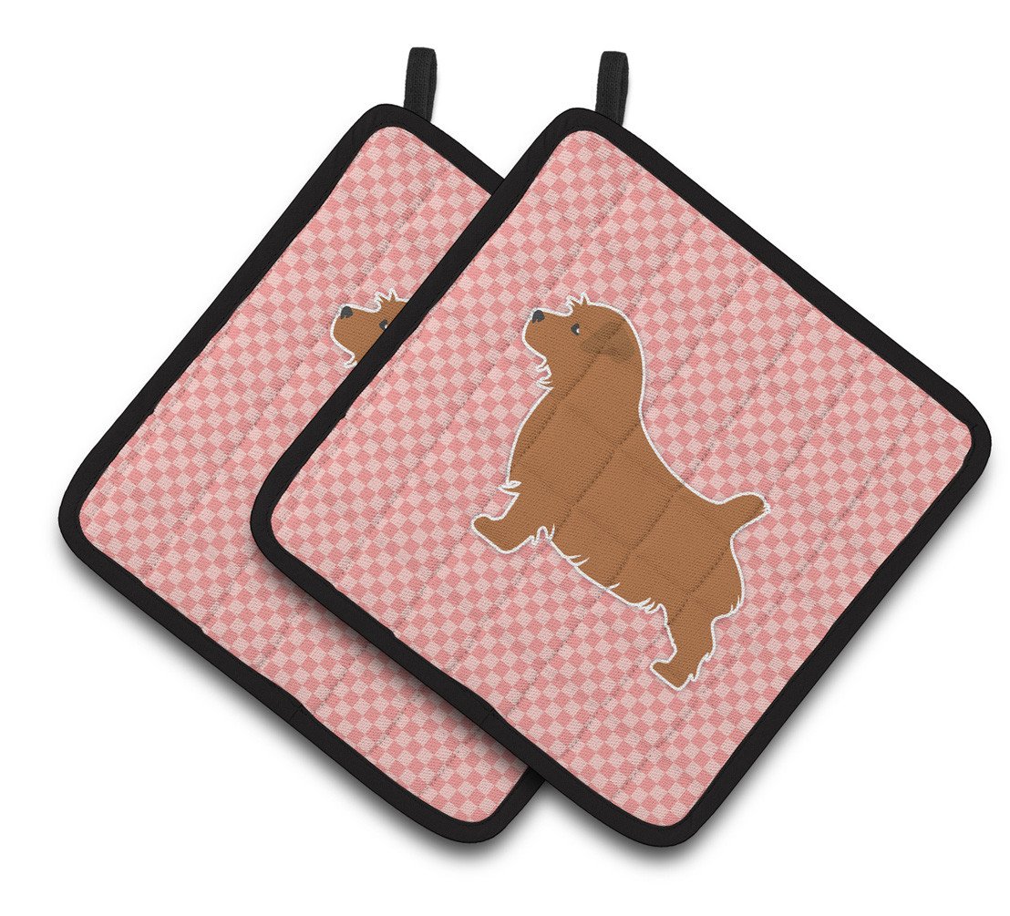 Norfolk Terrier Checkerboard Pink Pair of Pot Holders BB3609PTHD by Caroline's Treasures