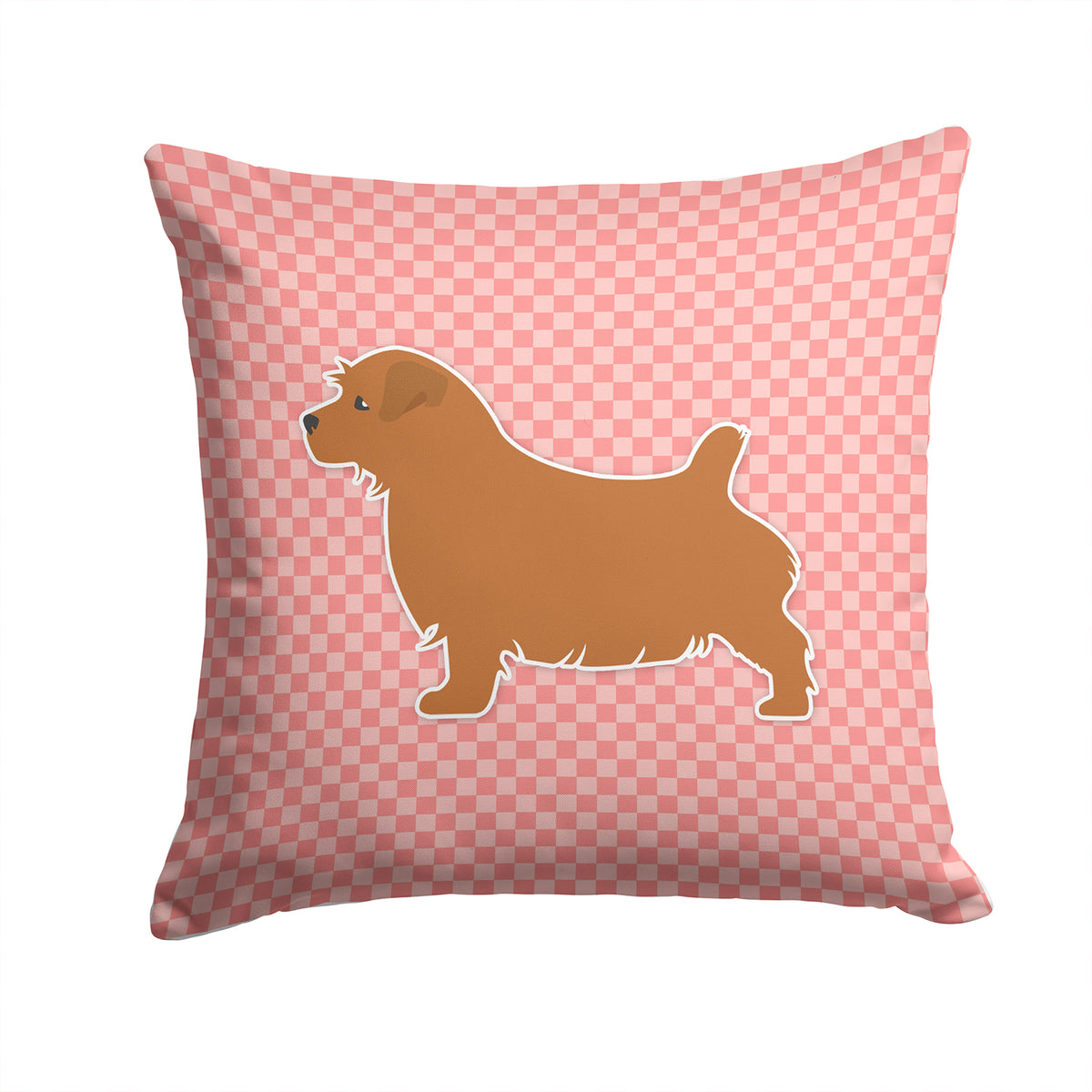 Norfolk Terrier Checkerboard Pink Fabric Decorative Pillow BB3609PW1414 - the-store.com