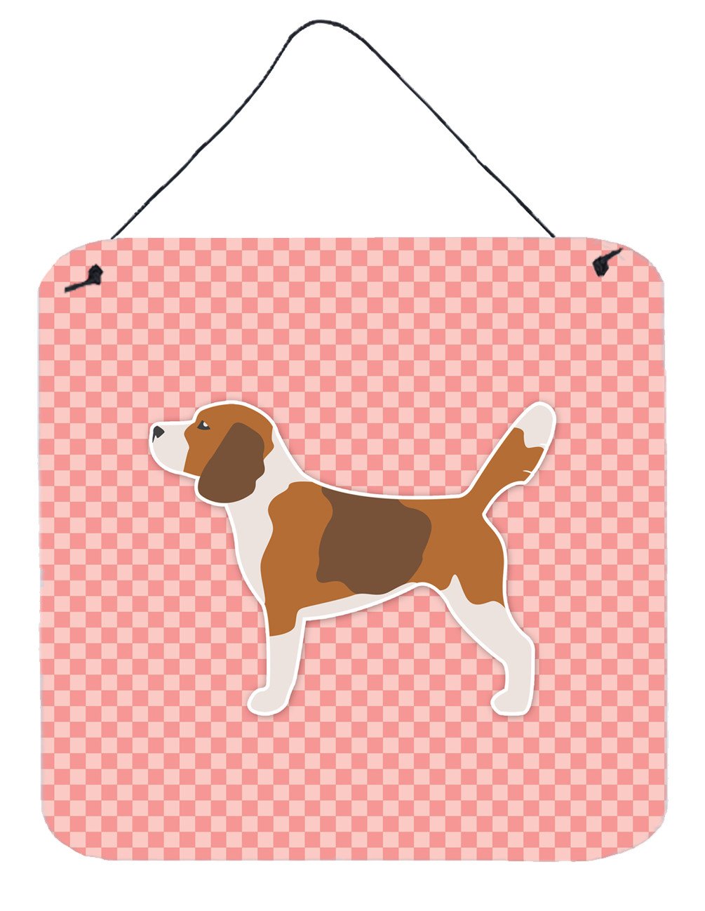 Beagle Checkerboard Pink Wall or Door Hanging Prints BB3610DS66 by Caroline&#39;s Treasures
