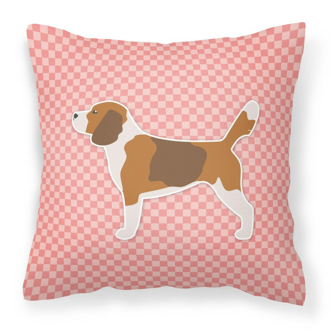 Beagle Checkerboard Pink Fabric Decorative Pillow BB3610PW1818 by Caroline&#39;s Treasures