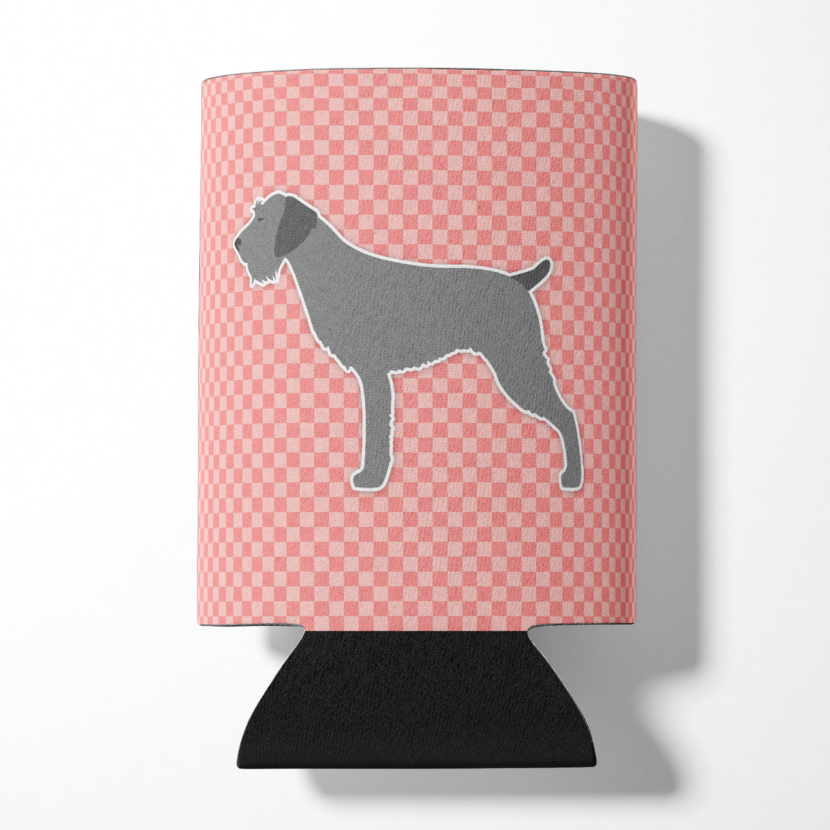 German Wirehaired Pointer Checkerboard Pink Can or Bottle Hugger BB3611CC