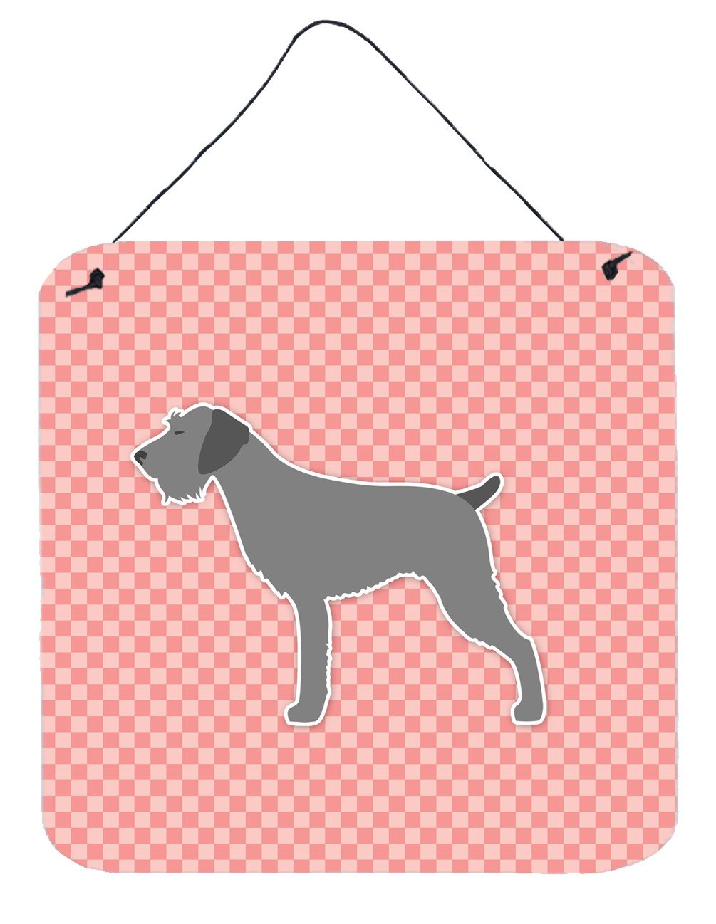 German Wirehaired Pointer Checkerboard Pink Wall or Door Hanging Prints BB3611DS66 by Caroline's Treasures