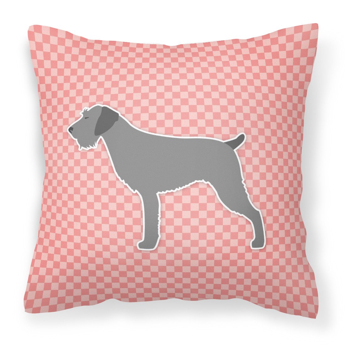 German Wirehaired Pointer Checkerboard Pink Fabric Decorative Pillow BB3611PW1818 by Caroline&#39;s Treasures