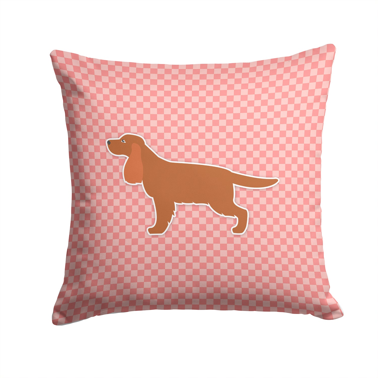English Cocker Spaniel Checkerboard Pink Fabric Decorative Pillow BB3612PW1414 - the-store.com