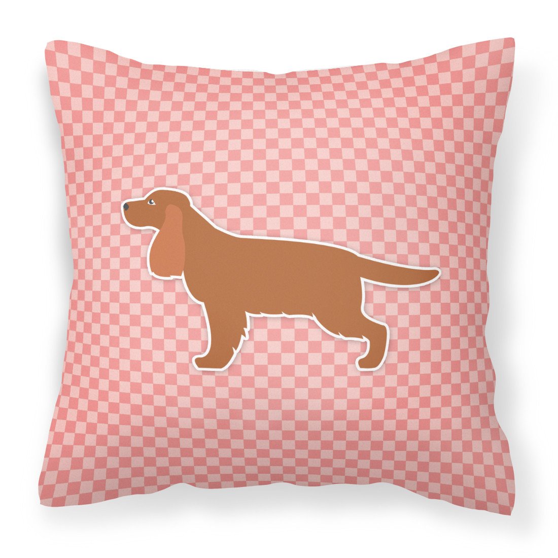 English Cocker Spaniel Checkerboard Pink Fabric Decorative Pillow BB3612PW1818 by Caroline&#39;s Treasures