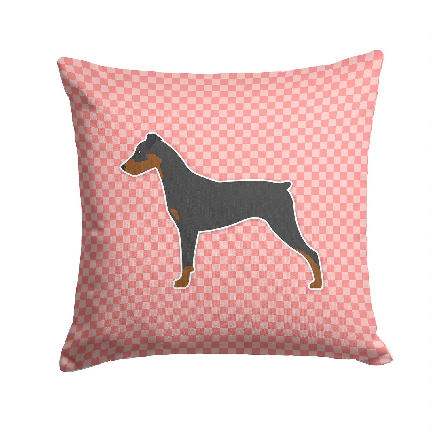 German Pinscher Checkerboard Pink Fabric Decorative Pillow BB3613PW1414 - the-store.com