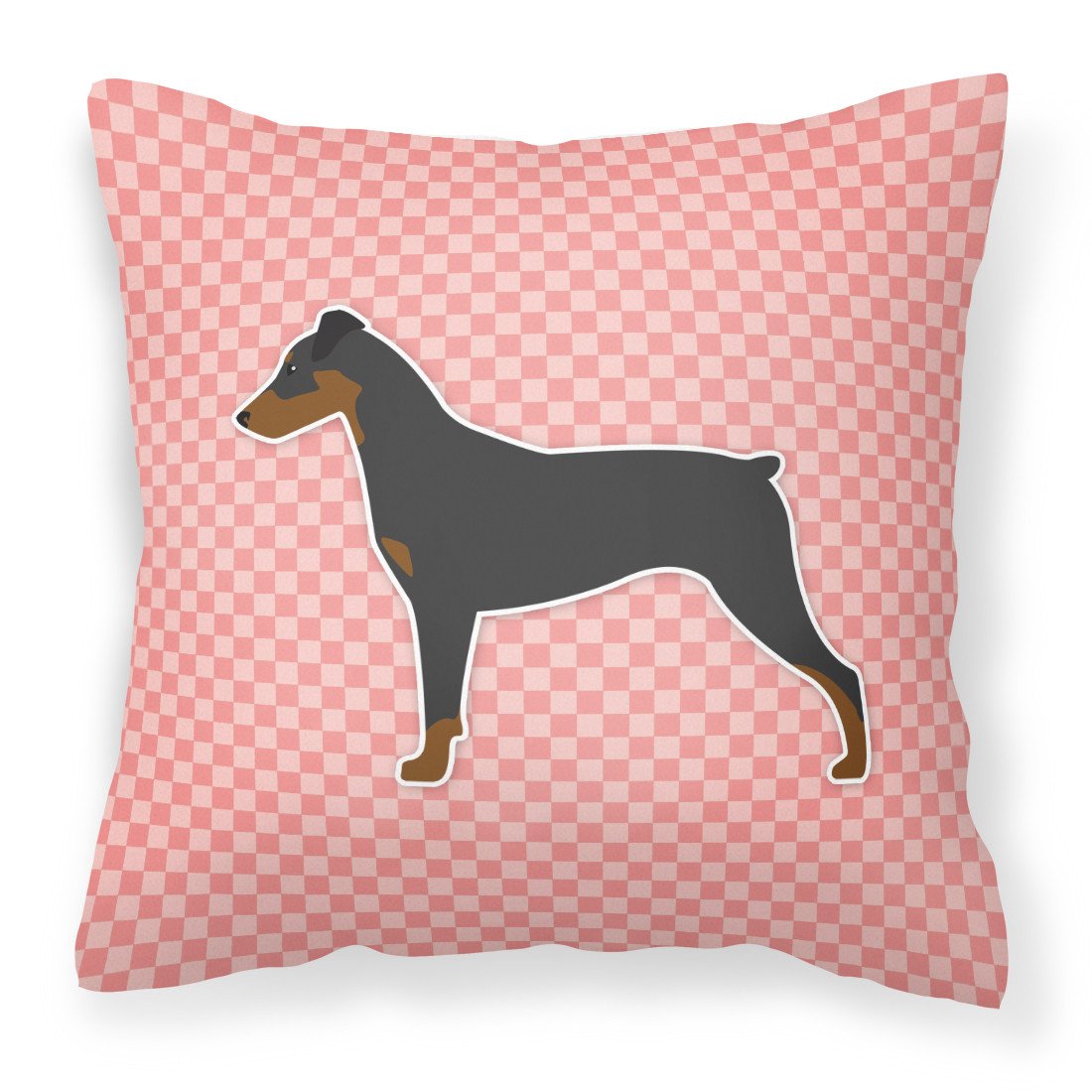 German Pinscher Checkerboard Pink Fabric Decorative Pillow BB3613PW1818 by Caroline&#39;s Treasures
