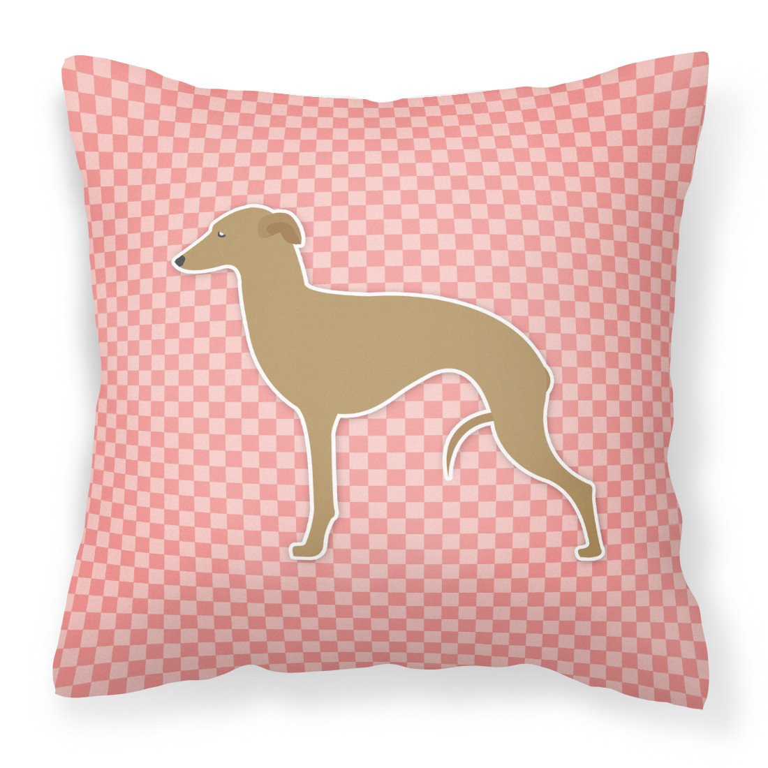 Italian Greyhound Checkerboard Pink Fabric Decorative Pillow BB3614PW1818 by Caroline&#39;s Treasures