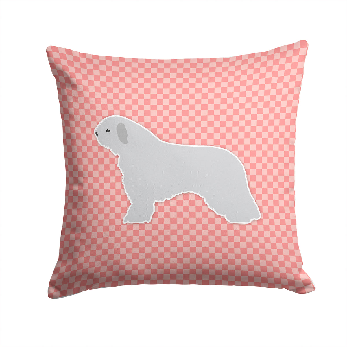 Spanish Water Dog Checkerboard Pink Fabric Decorative Pillow BB3615PW1414 - the-store.com