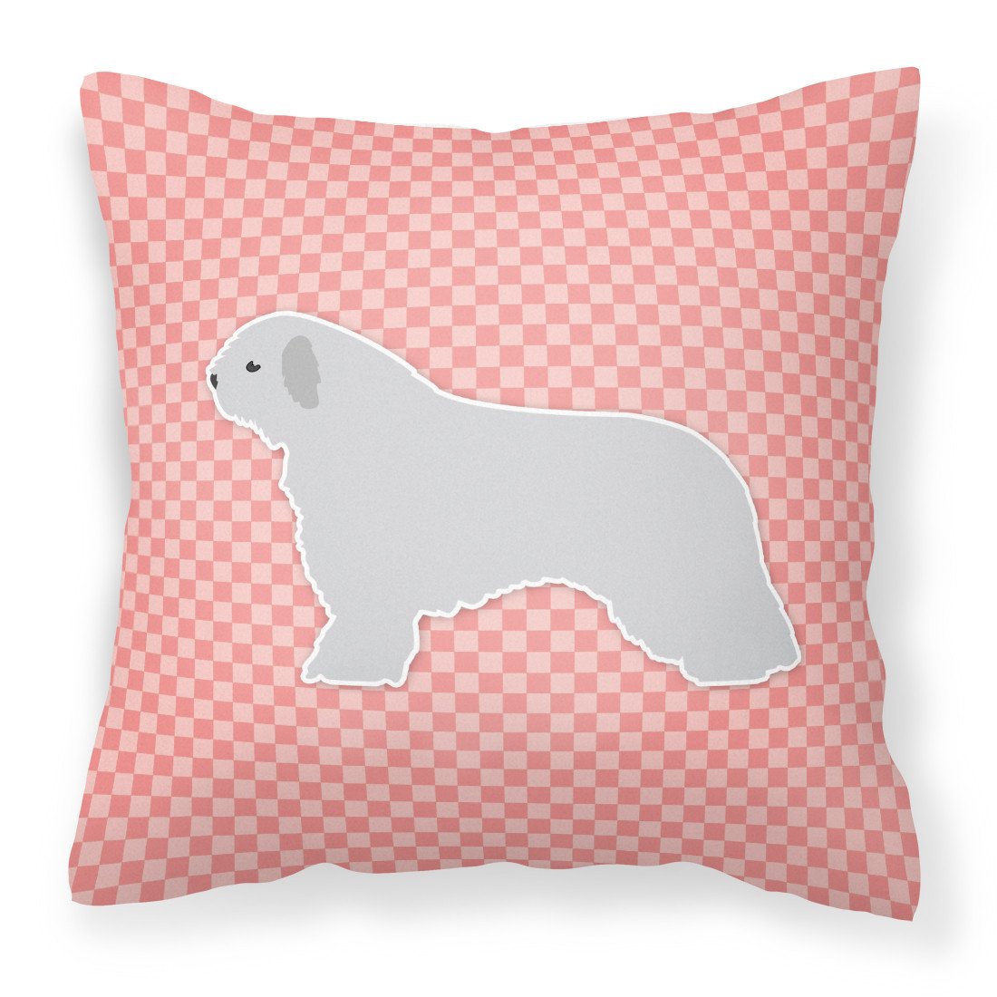 Spanish Water Dog Checkerboard Pink Fabric Decorative Pillow BB3615PW1818 by Caroline&#39;s Treasures