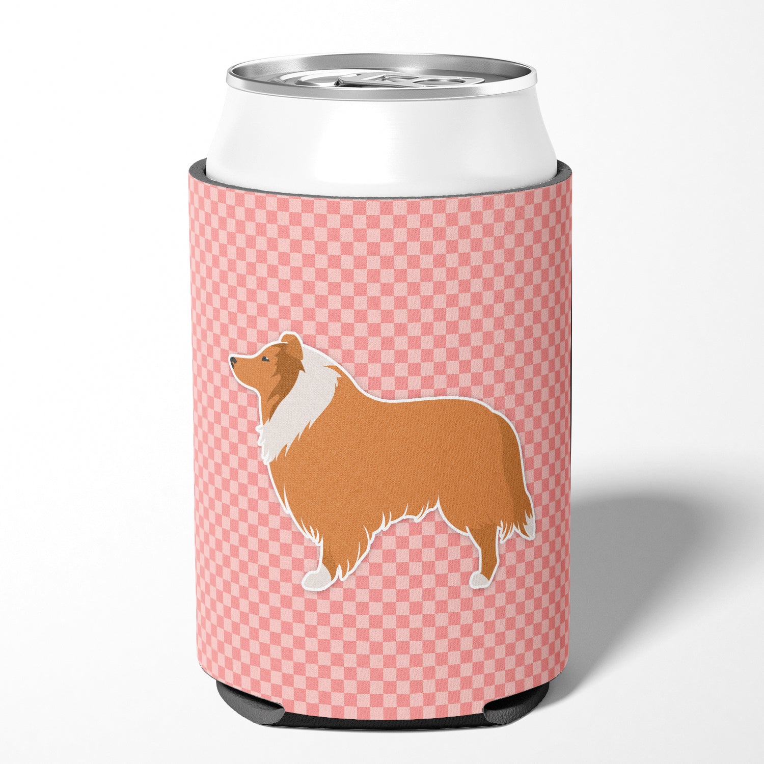 Collie Checkerboard Pink Can or Bottle Hugger BB3616CC  the-store.com.