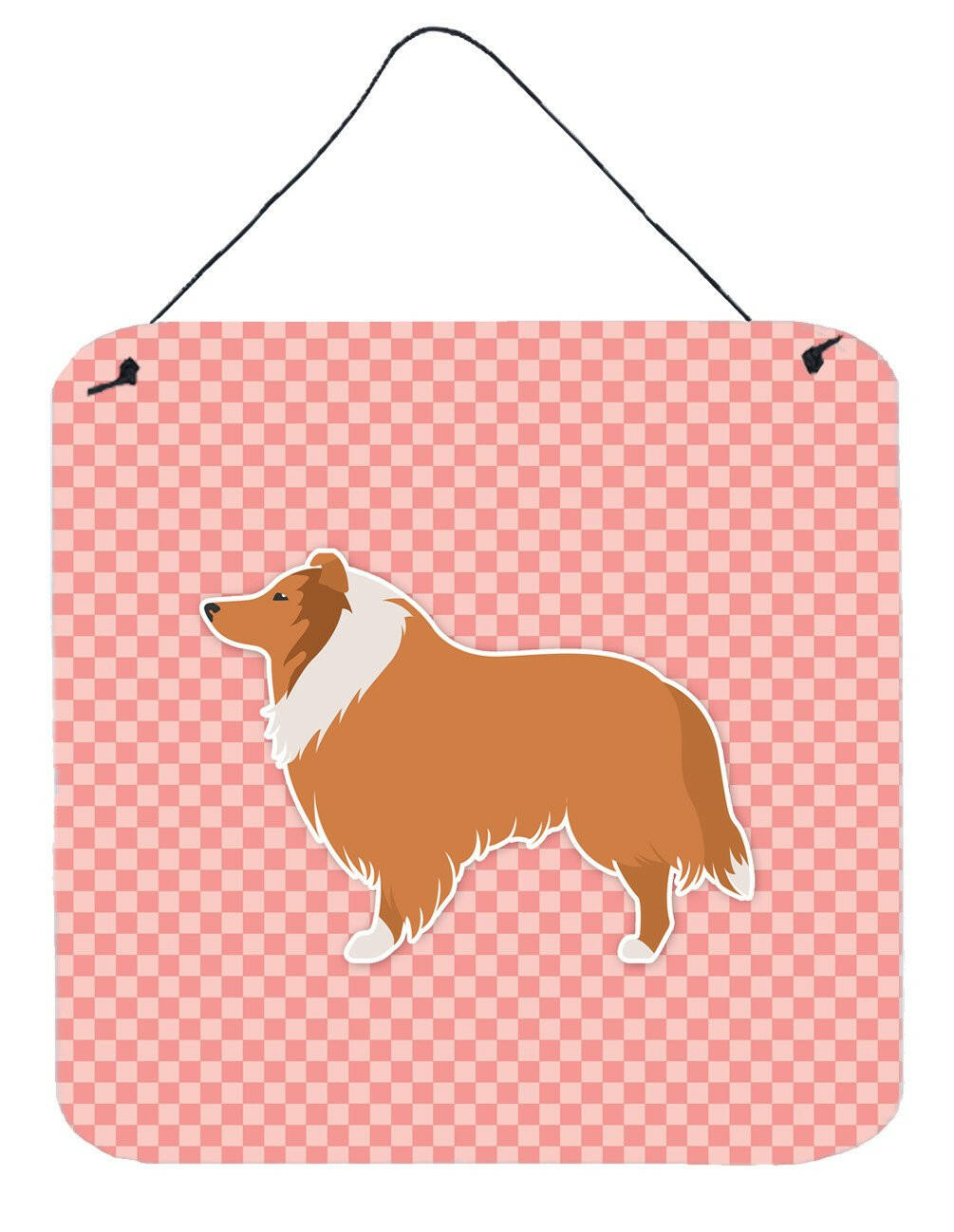 Collie Checkerboard Pink Wall or Door Hanging Prints BB3616DS66 by Caroline&#39;s Treasures