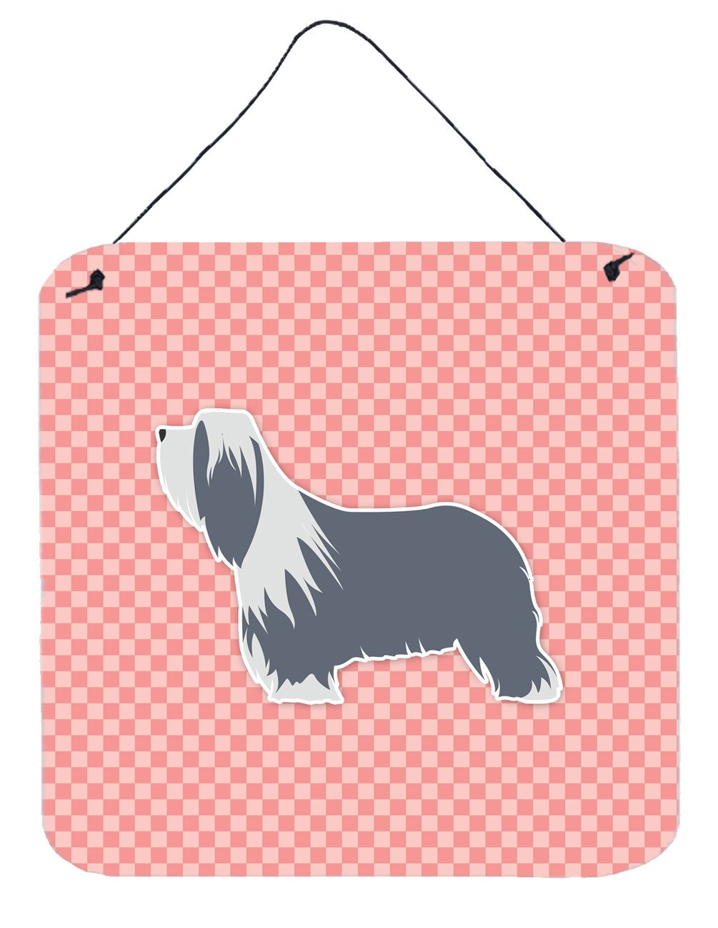 Bearded Collie Checkerboard Pink Wall or Door Hanging Prints BB3617DS66 by Caroline&#39;s Treasures