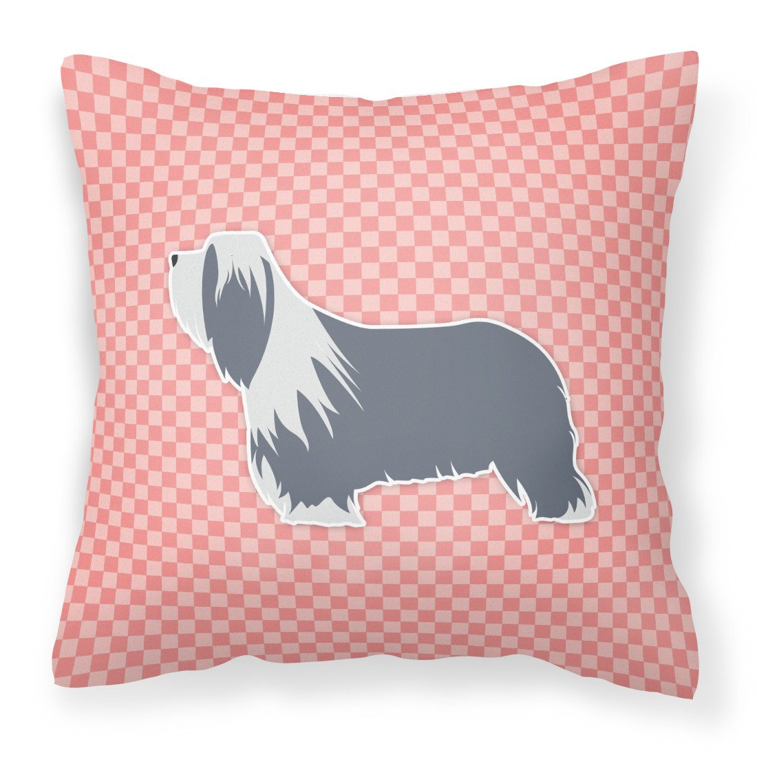 Bearded Collie Checkerboard Pink Fabric Decorative Pillow BB3617PW1818 by Caroline&#39;s Treasures