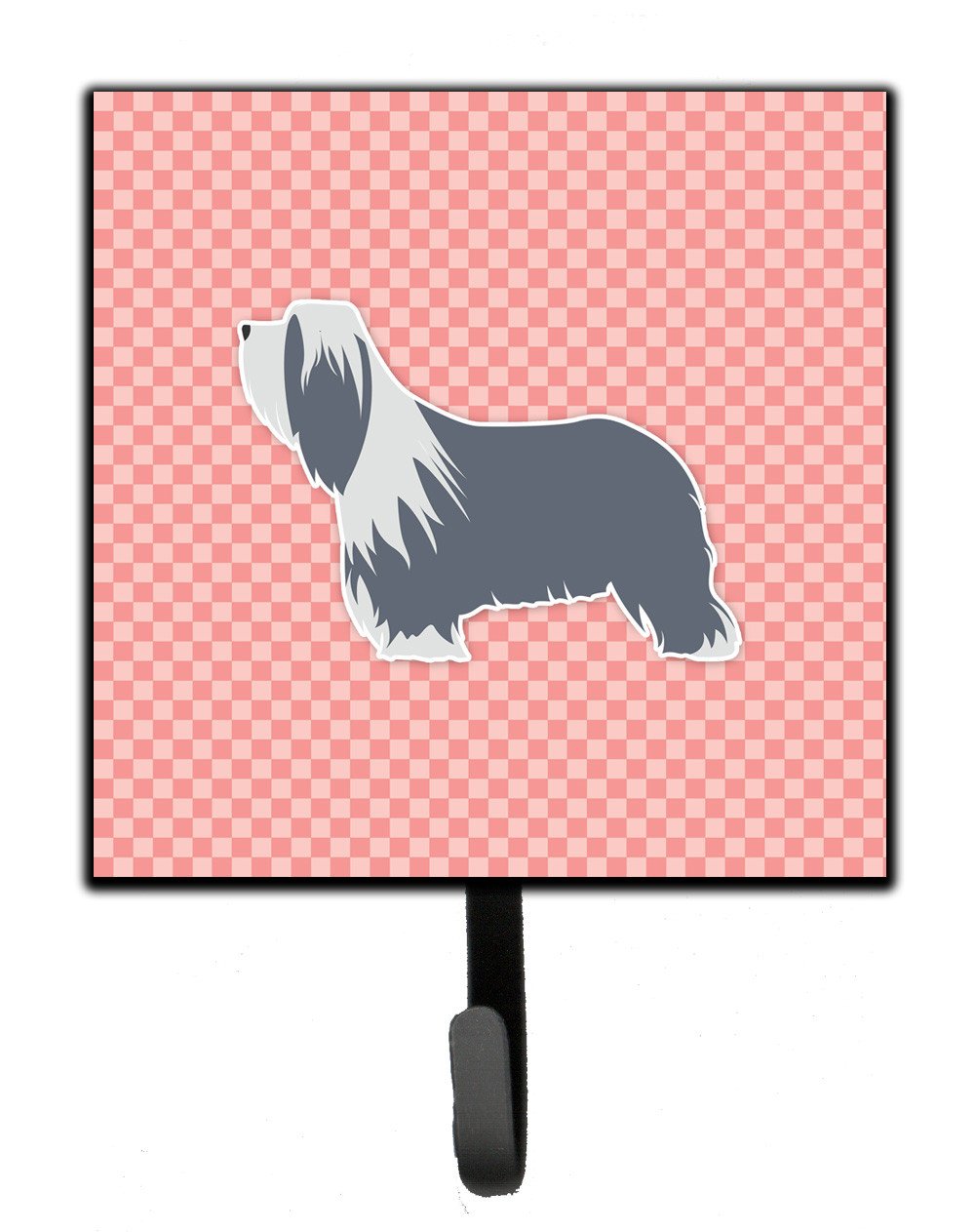 Bearded Collie Checkerboard Pink Leash or Key Holder BB3617SH4 by Caroline&#39;s Treasures