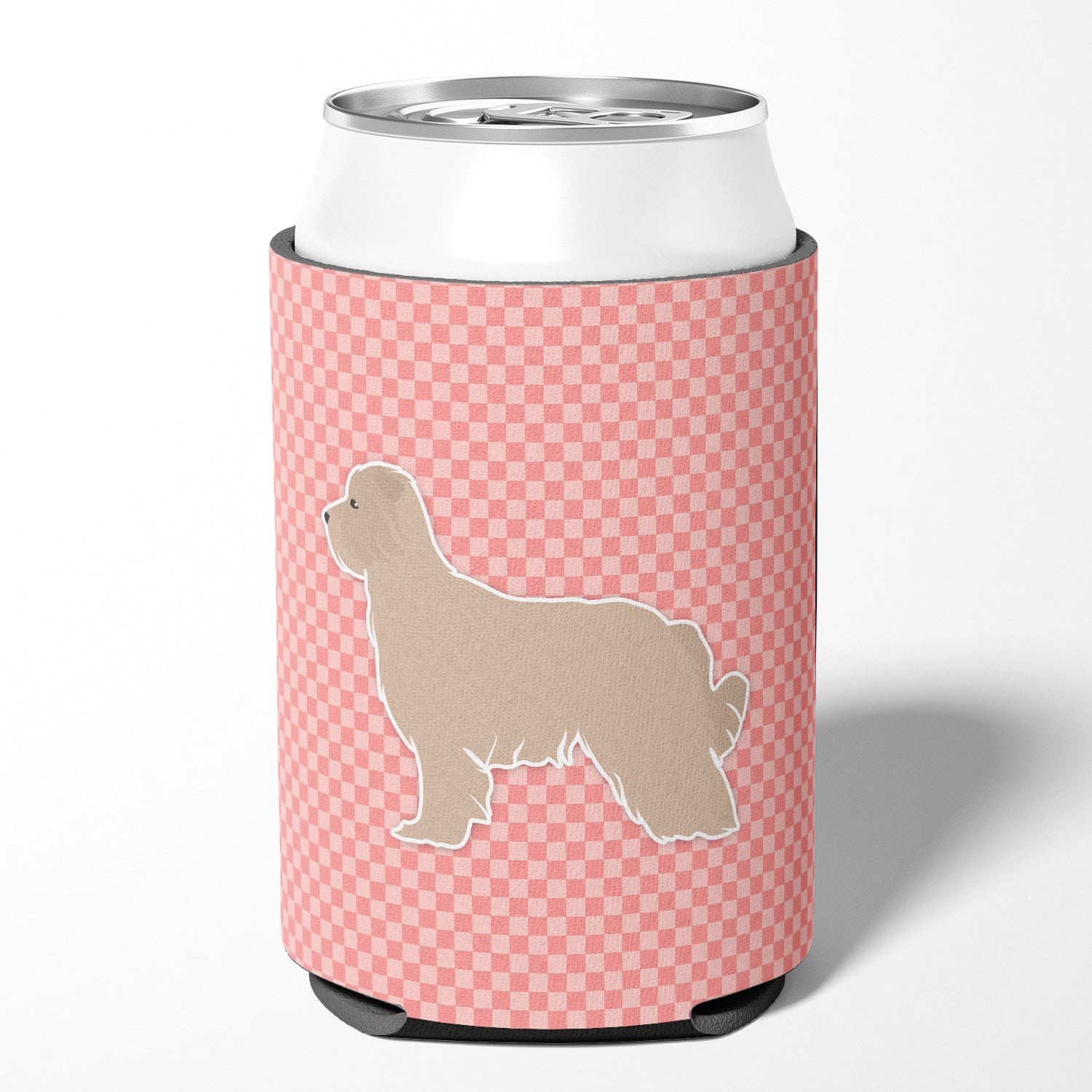 Pyrenean Shepherd Checkerboard Pink Can or Bottle Hugger BB3618CC