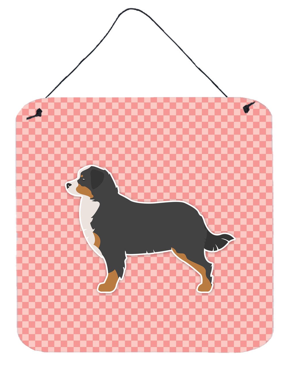 Bernese Mountain Dog Checkerboard Pink Wall or Door Hanging Prints BB3619DS66 by Caroline&#39;s Treasures